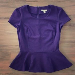 New York and Company Purple Peplum Top Size 0